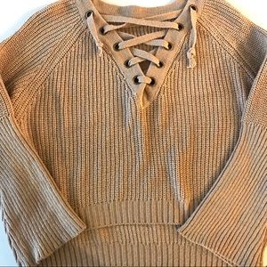 NWOT Tan Cropped Sweater with Bell Sleeves